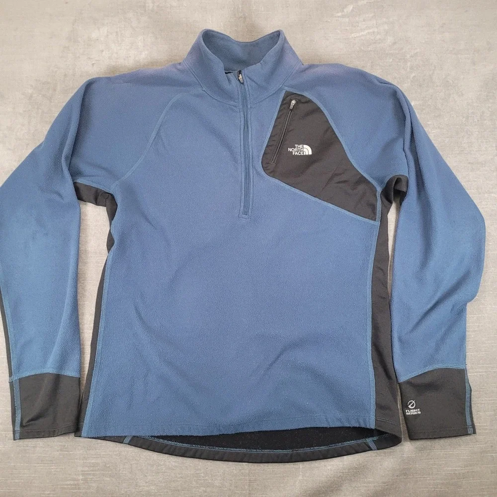 The North Face Flight Series Mens Blue‎ Black Quarter Zip Fleece Pullover Medium